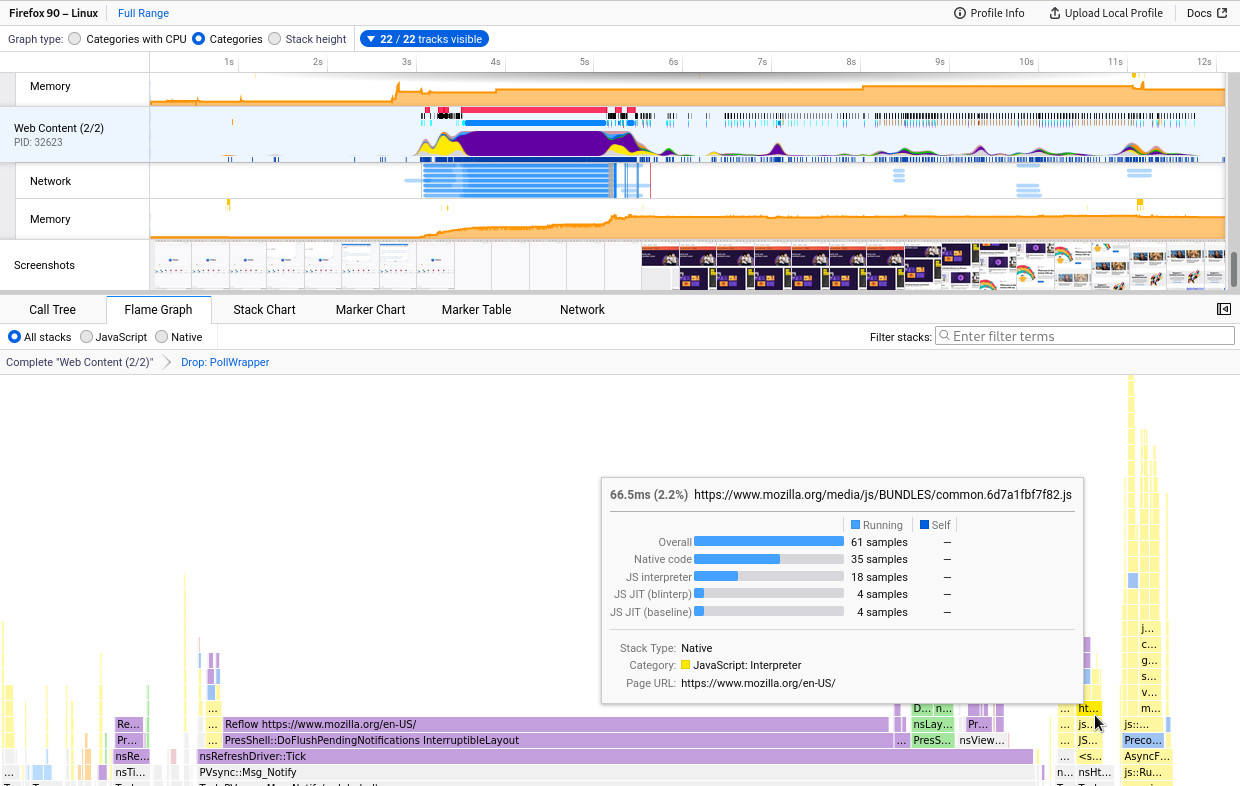 screenshot of profiler.firefox.com